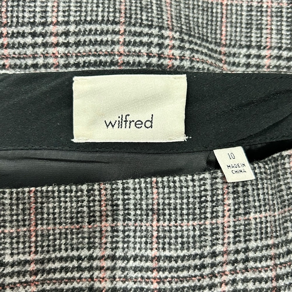 ARITZIA WILFRED FREE Black/Grey Plaid Dorine Mini Skirt with Tie in Size 10 - Picture 4 of 6